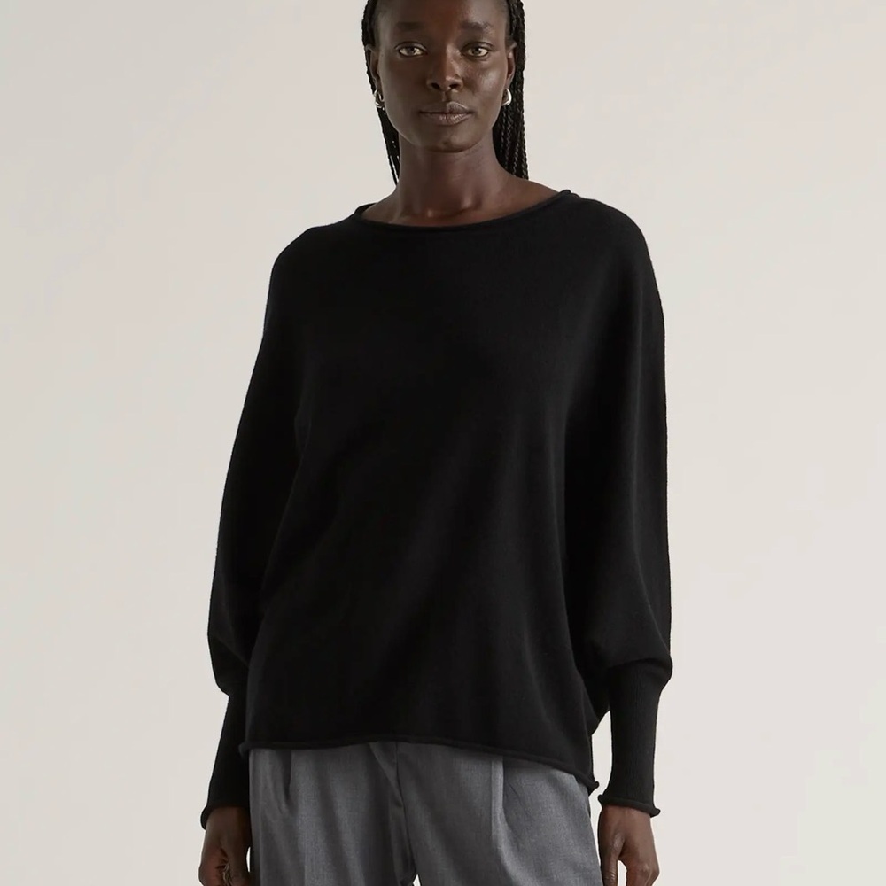 Quince NWOT Mongolian Cashmere Boatneck Sweater in Black Size L/XL 1086